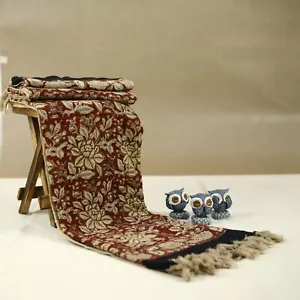 Block Printed Throw For Beauty Home Decor Artisanal Style Grey Rose Lotus Jaal - Picture 1 of 7