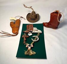 Lot Of 4 Western Theme Cowboys Christmas Ornaments Boot Hat Holster Combination