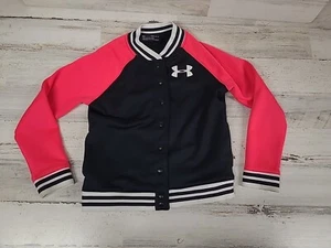 Giacca Under Armour ColdGear bottoni a pressione Varsity ragazzo ragazza nero rosa YMD (b11) - Foto 1 di 5