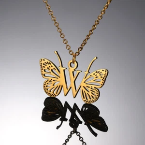A-Z Alphabet Letter Gold/Silver Stainless Steel Necklace Initial Name Pendant - Picture 1 of 8