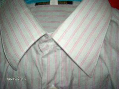 Emanuel Ungaro ~ Tan & Pink Stripe Long Sleeve Men's Shirt ~ 14 1/2  ~ Euro 37 - Image 1 of 2