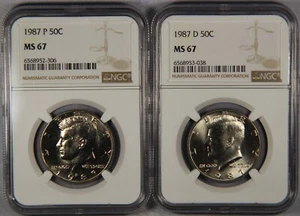 Lot of (2) 1987-P & -D Kennedy Half Dollar NGC MS67 50c - Picture 1 of 3