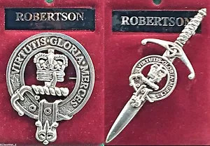 Insignia de peltre o falda escocesa cresta del clan escocés Robertson - Imagen 1 de 3