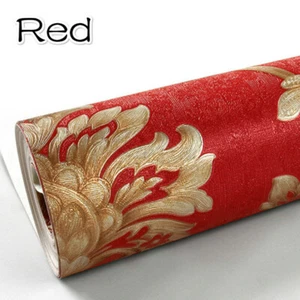 9.5M Damask Embossed Wallpapers No Glue Waterproof Background Wall Stickers Blue - Picture 1 of 18