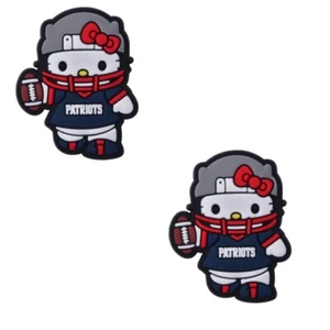 NFL New England Patriots Football Kitty Crocs Shoe Charms Jibbitz - 2 pieces - Foto 1 di 1