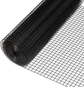 16 Gauge Black Vinyl Coated Welded Wire Mesh Size 1 Inch by 1 Inch for Home and 