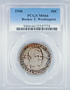 1946 Booker T Washington Commemorative Half MS-66 PCGS Certified - Color! - Picture 1 of 4