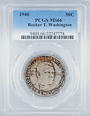 1946 Booker T Washington Commemorative Half MS-66 PCGS Certified - Color! - Image 1 of 4