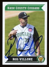 2013 Kane County Cougars RON VILLONE Signed Card autograph AUTO BREWERS MARINERS