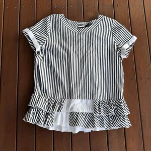 Riani Size 14 / US 10 Striped Blouse Frill Detail Cotton Causal - Picture 1 of 9