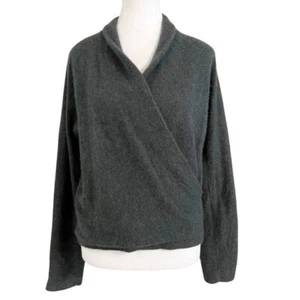 VINCE. FOREST GREEN BOILED CASHMERE FRONT WRAP SURPLICE SWEATER 2019PS1 - S - Picture 1 of 12