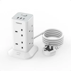 Cavo Prolunga Torre con Slot USB C TESSAN 8 Vie Multi Spina Prolunga Cavo 2M - Foto 1 di 6