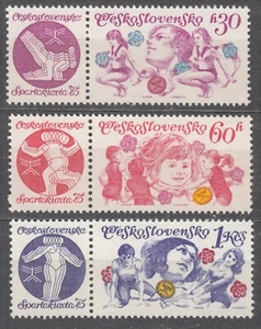 CZECHOSLOVAKIA 1975 SC#2005/07 MNH** set+lab. Spartakiad 1975 Prague June 26-29. - Imagen 1 de 1
