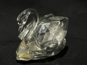 "Estatuilla transparente Crystal Swan Bird de cristal pulido a mano vintage de 2 pulgadas" - Imagen 1 de 6