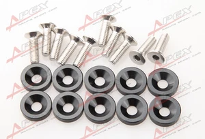 10 PC BLACK BILLET ALUMINUM FENDER/BUMPER WASHER/BOLT ENGINE BAY DRESS UP KIT - Picture 1 of 3