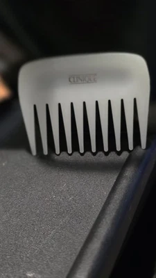 Vintage Clinique Detangling Teasing Comb Hair Pick Frosted White Silver Letters - Image 1 of 3