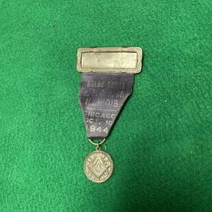 Unique Vintage  Masonic Convention Ribbon/Medal, Chicago,  Oct. 10, 1944 - Picture 1 of 10
