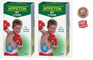 2X Sciroppo Multivitaminico Appeton Lisina per una Crescita Sana Migliore Appetito 120ml - Foto 1 di 4