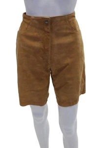 Michael Hoban pantaloncino donna pelle zip foderato bottoni ampio beige taglia 7/8 - Foto 1 di 7