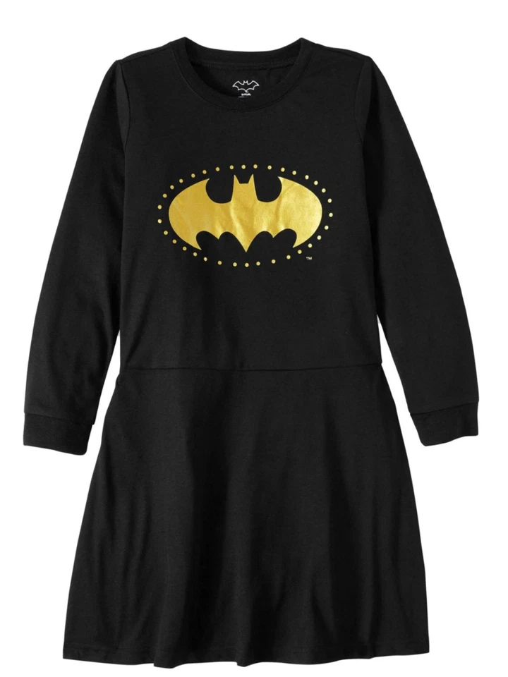 DC Comics Girls Black & Gold Batman Nightgown Batgirl Symbol Sleep Shirt XS 4-5 - Image 1 of 1