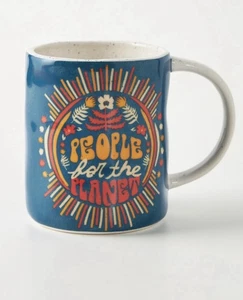 Tazza caffè retrò ANTHROPOLOGIE & Dazey LA - People For The Planet - NUOVA con scatola - Foto 1 di 11