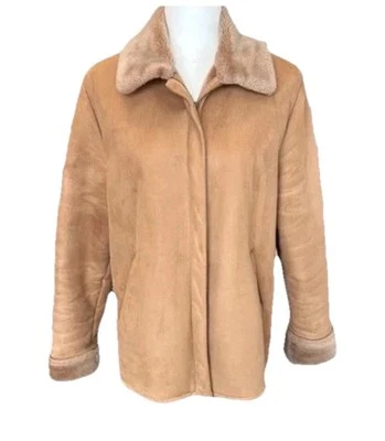 Nuage Coat Women PL Brown Faux Sherpa Lined Winter Chore Barn Casual Jacket Foto 1 de 4