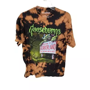 Camiseta Gráfica Goosebumps Welcome to HorrorLand Negra Blanqueadora Corbata Teñida Talla Hombres S - Imagen 1 de 3