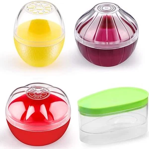 Fruit And Vegetable Storage Containers For Fridge 4 Piece Set Onion Lemon Tomato - Picture 1 of 7