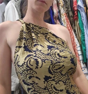 Carla Zampatti Silk Blend Gold Dress Size Au 10, US6, Medium Please see photos - Picture 1 of 18