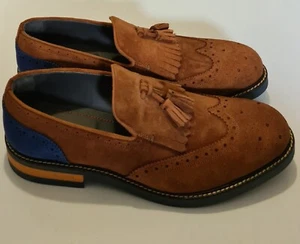 Pollini Suede Tassle Wingtip Brogue Shoes Tan uk 10 eu 44 - Picture 1 of 7