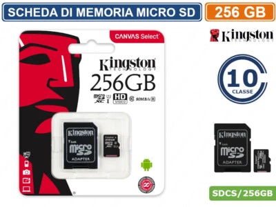 SCHEDA DI MEMORIA KINGSTON MEMORY CARD MICRO SD UHS-I CLASSE-10 80MB/s 256GB - Immagine 1 di 2