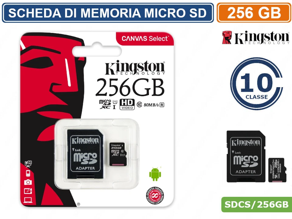 Kingston Canvas Select 128 GB Classe 10 microSD Scheda di Memoria - SDCS/128GB