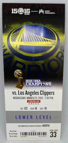 2015-16 Golden State Warriors MINT FULL SEASON TICKET Win #64 73 Win Season RARE Cover