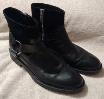 Calvin Klein Para Hombre Vestido Vergil Becerro Gamuza Botín 34F0551-NEGRO Foto 1 de 4