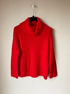 Maeve Jumper Red Cowl Roll Neck Chunky Knit XS / UK 10-12 💖 NEW - Picture 1 of 12