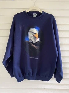 VTG 90s Environmental Artwear Bald Eagle Nature Sweatshirt X-L “Ultimate Raptor” - Picture 1 of 9