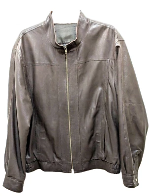 VERA PELLE Leather Jacket Men Brown Size 54 Chest 44" Length 26" - Image 1 of 4