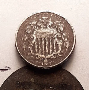 8) 1868 Shield Nickel (5c), F-VF Details. Rough Obverse Surfaces. - Picture 1 of 2