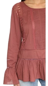 Blusa Love Sam in voile di terracotta con volant e pizzo taglia M - nuova con etichetta - Foto 1 di 10