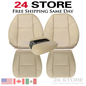 2009-2014 For GMC Yukon Denali XL Front Bottom & Top Leather AC Seat Cover Tan - Picture 1 of 11