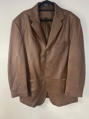 Коричневый 100% кожаный блейзер на 3 пуговицах Stafford мужская куртка с карманами на подкладке - Изображение 1 из 4