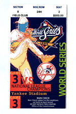 Vintage 1999 NY YANKEES Vs Atlanta Braves WORLD SERIES Game 3 Ticket Stub!