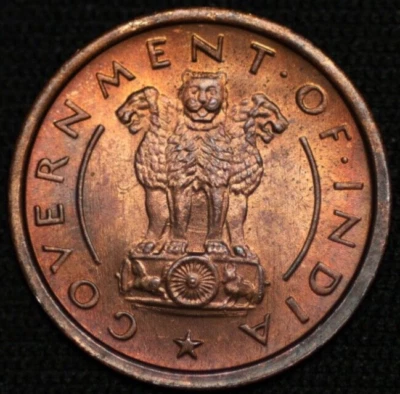 INDIA - REPUBLIC ~ 1954 (B) ~ Pice ~ Red/Brown UNC ~ Quality Coin ☘️ T - #283 ☘️ - Image 1 of 2