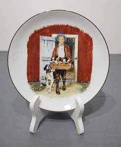 Piatto vintage Norman Rockwell Inspired Puppy love 1985 6,5" finitura oro - Foto 1 di 3
