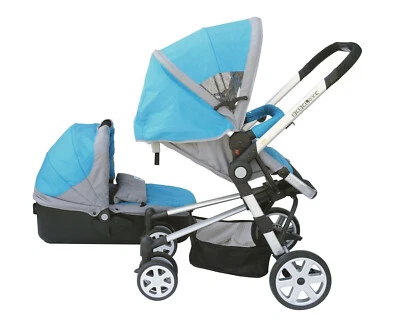 Bebelove Limited Edition 2 in 1 Bassinet Stroller in Gray/Blue - Image 1 of 4