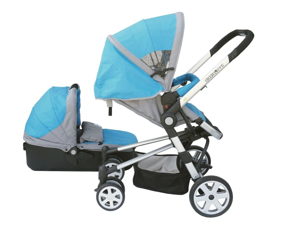 Bebelove Limited Edition 2 in 1 Bassinet Stroller in Gray/Blue - Image 1 of 4