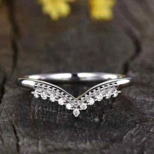 1.50Ct Round Cut Lab-Created Womens Wedding Band Ring 14K White Gold Plated - Picture 1 of 5