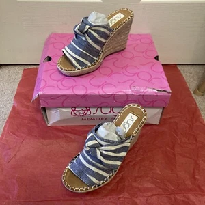 SUGAR Womens Navy Knot Hundreds Round Toe Wedge Slip On Espadrille Shoes 6 M - Picture 1 of 12