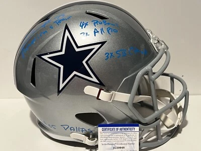 ERIK WILLIAMS 5 Inscriptions Signed Autographed Cowboys FS Full Size Helmet PSA - Image 1 of 4