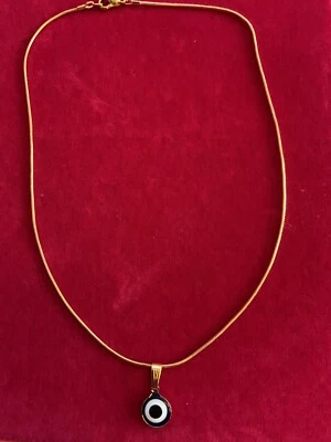 Gold Blau Böser Blick Schutz Halskette Türkisch Charm Perle Handarbeit UK - Bild 1 von 2